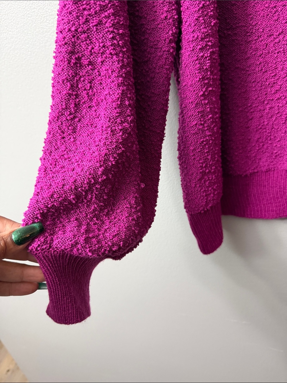 Umgee Cozy Bouclé Crewneck Sweater in Magenta xl - Picture 3 of 8